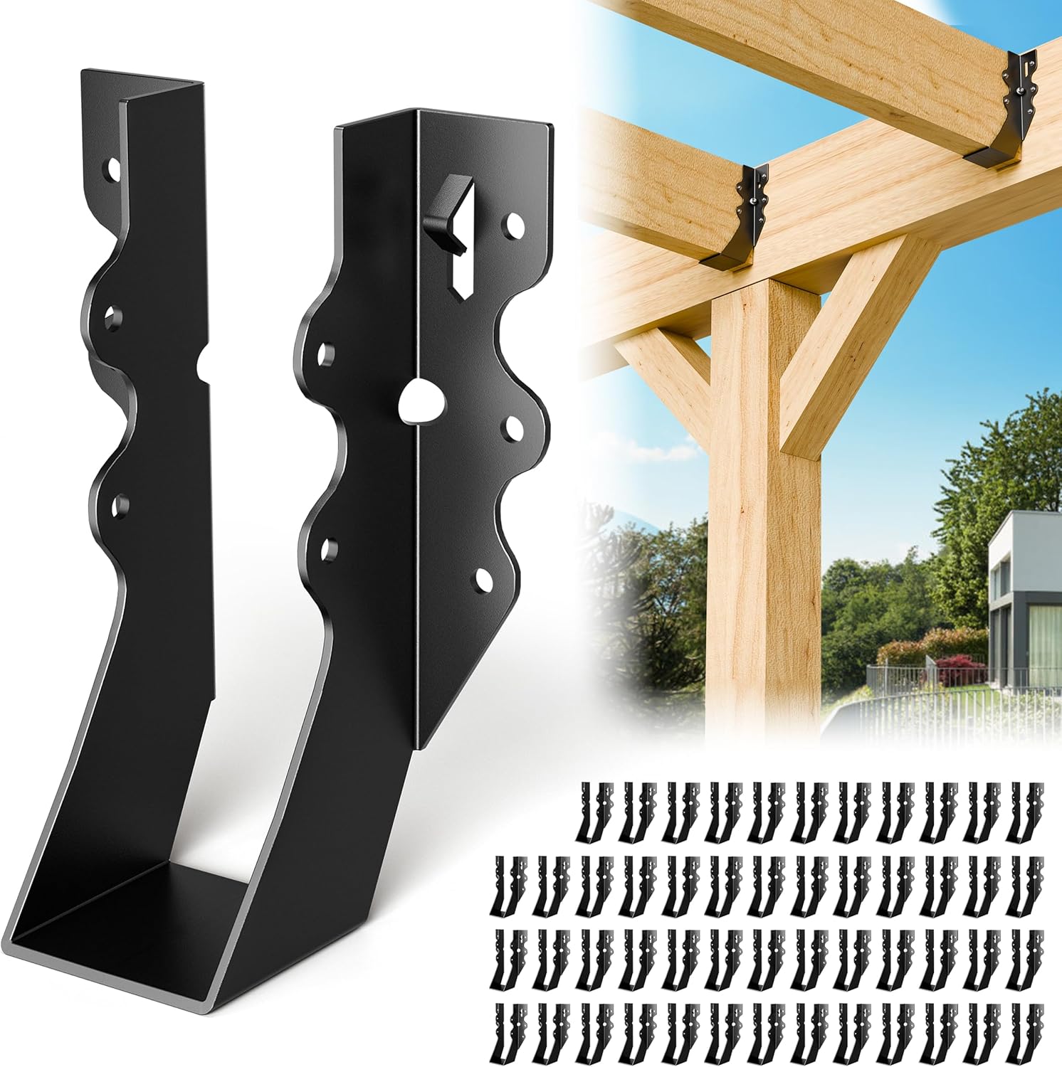 2x6 Joist Hangers for Wood Galvanized Face Mount Joist Hangers, Heavy Duty Hurricane Ties for Rafters Roofs Decks Floors Ceilings